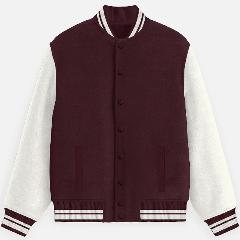 Maroon Plain Varsity Jacket - Unisex