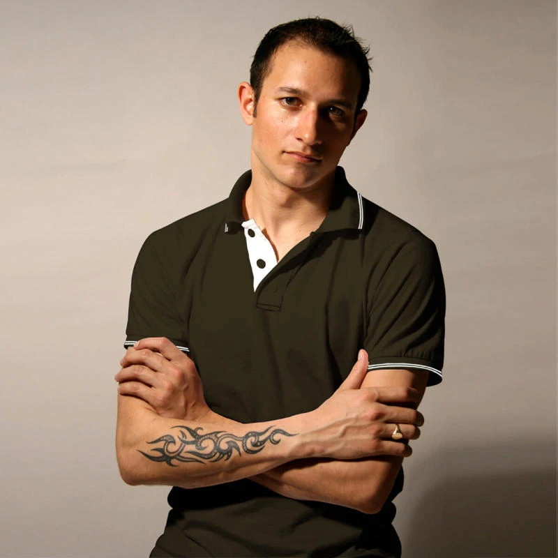 Military Green With White Plain Tipping Collar Polo T-shirt - 100% Cotton Unisex - 260 GSM product image