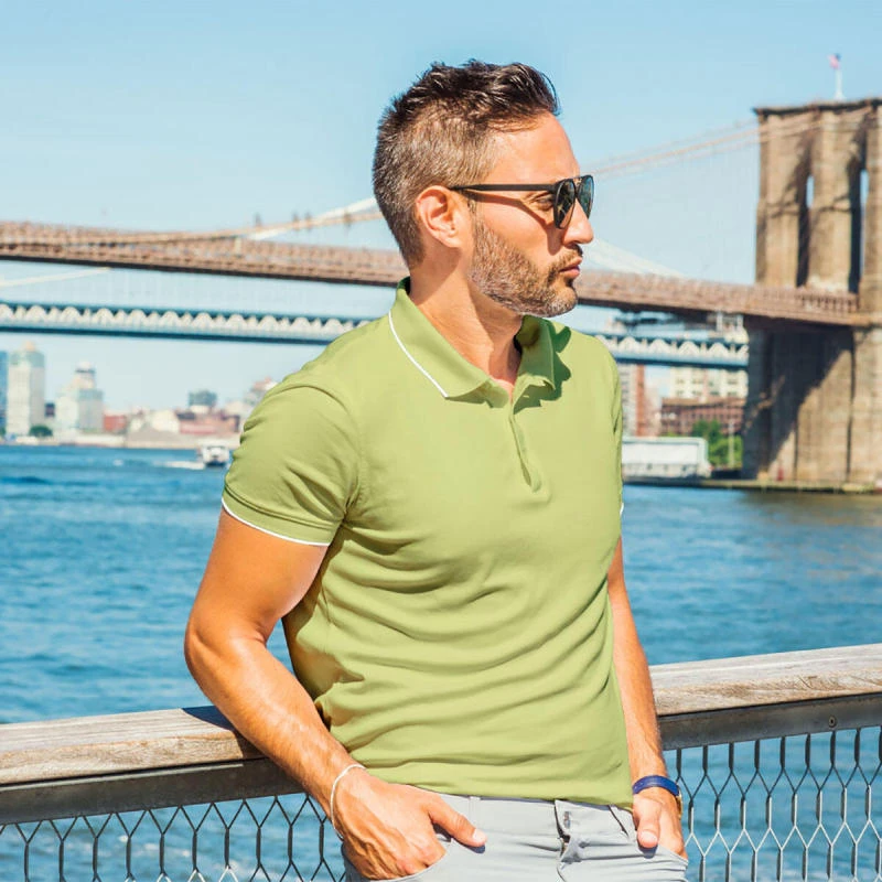 Mint Green With White Plain Tipping Collar Polo T-shirt - 100% Cotton Unisex - 230 GSM product image