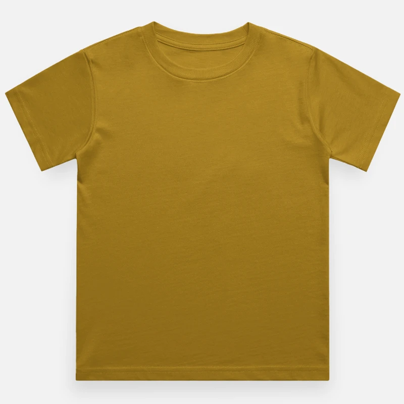 Mustard Yellow Plain Kids Round Neck T-shirt – Unisex: Suitable for Boys & Girls