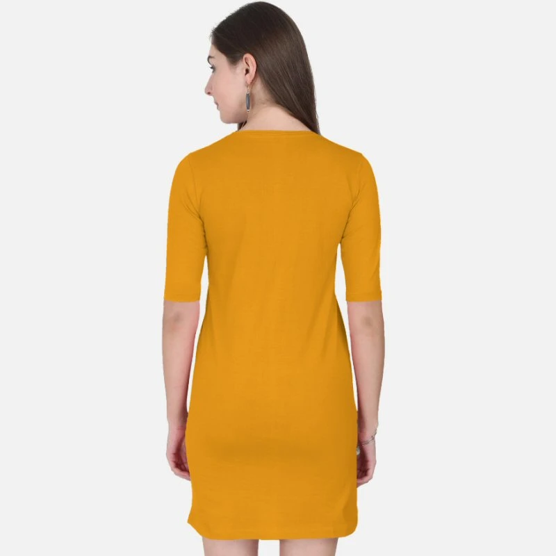 Mustard Yellow Plain Women T-Shirt Dress product image