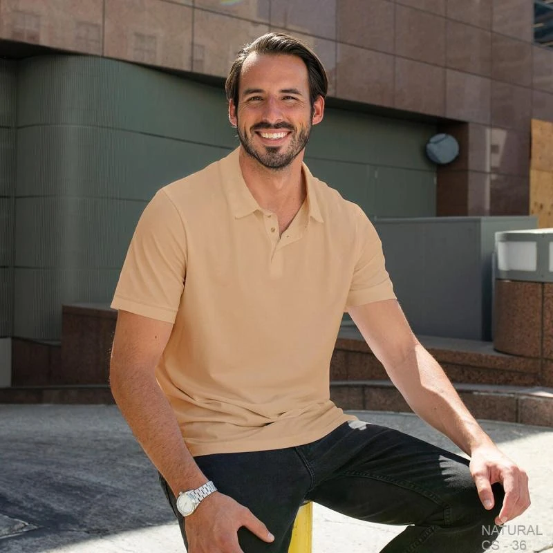 Natural Plain Collar Polo T-shirt - 100% Cotton Unisex - 230 GSM