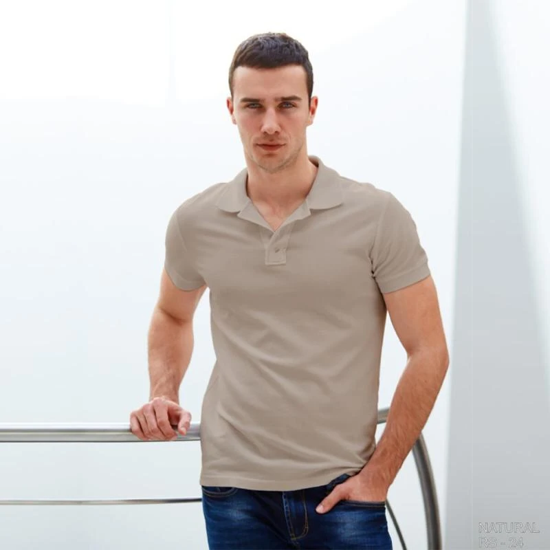 Natural Plain Collar Polo T-shirt - 100% Cotton Unisex - 260 GSM