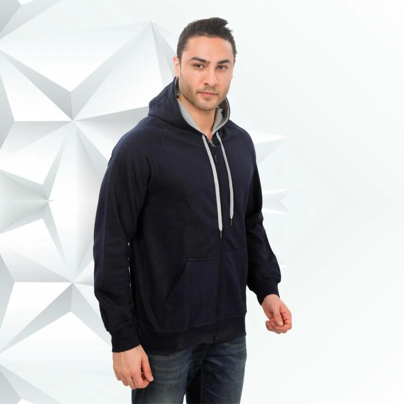 Navy And Grey Plain Zip Hoodie product image