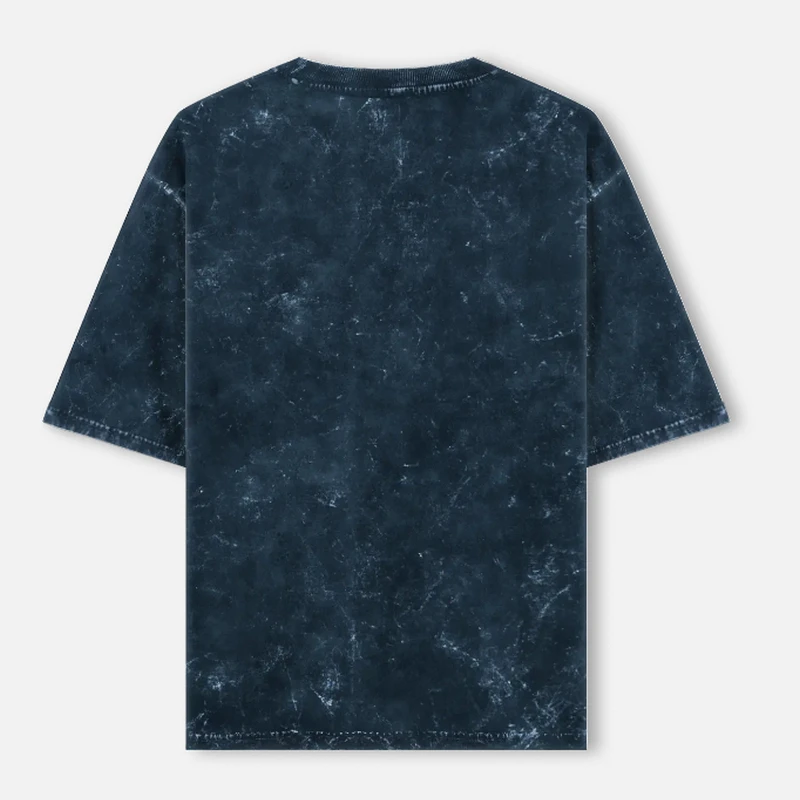 Navy Plain Acid Washed Oversized Round Neck T-Shirt - 240 GSM Unisex