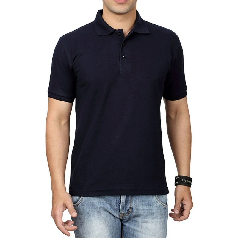 Navy Plain Collar Polo T-shirt - 100% Cotton Unisex - 240 GSM