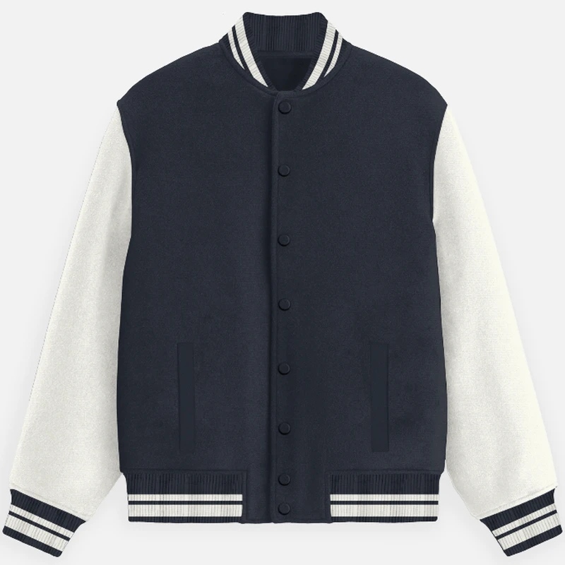 Navy Plain Varsity Jacket - Unisex
