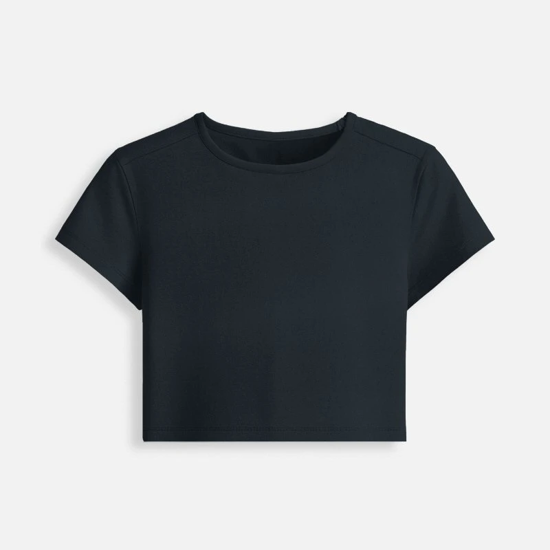 Navy Plain Women Baby Tee