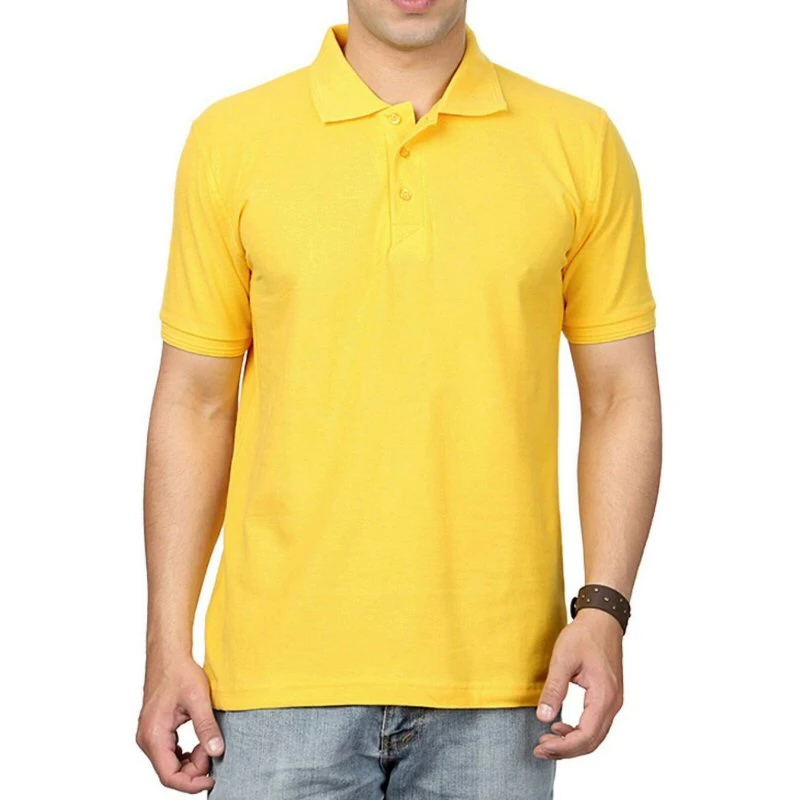 New Yellow Plain Collar Polo T-shirt - 100% Cotton Unisex - 240 GSM