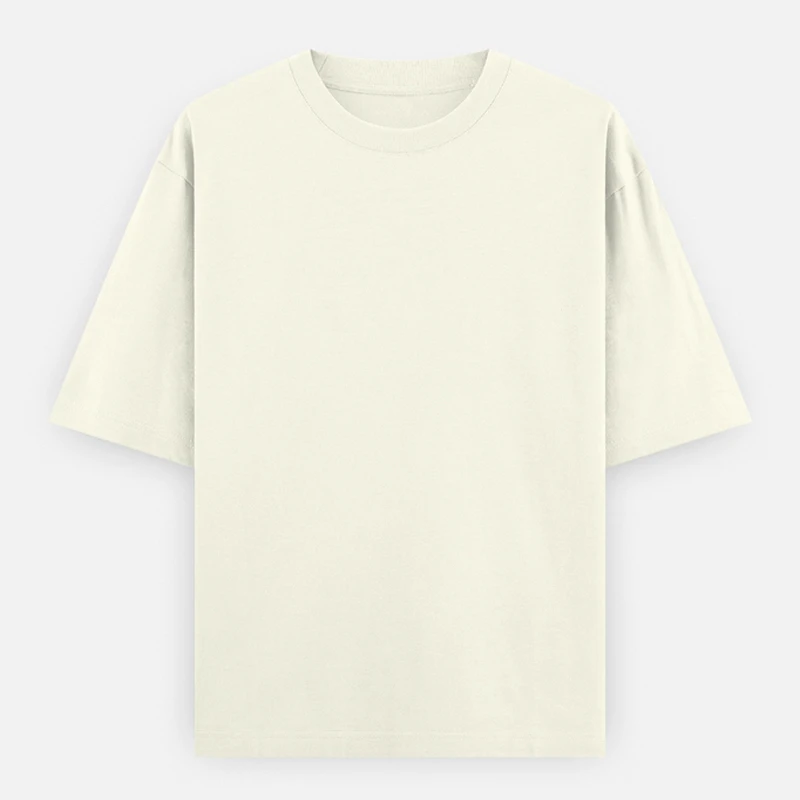 Off White Plain Oversized Round Neck T-Shirt - 240 GSM Unisex