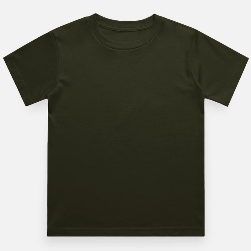 Olive Green Plain Kids Round Neck T-shirt – Unisex: Suitable for Boys & Girls