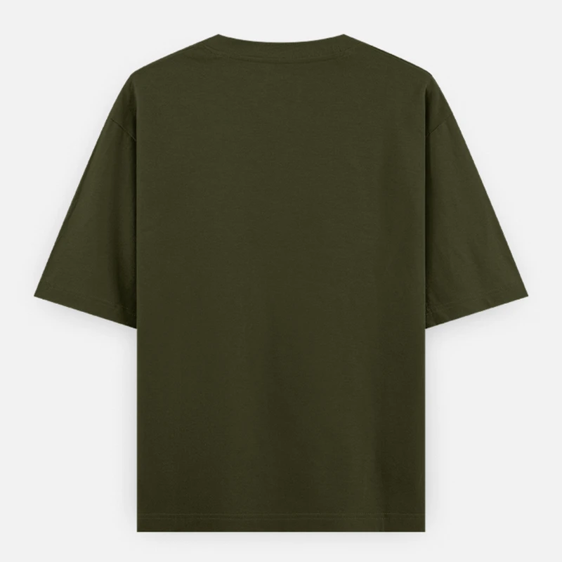 Olive Green Plain Oversized Round Neck T-Shirt product image
