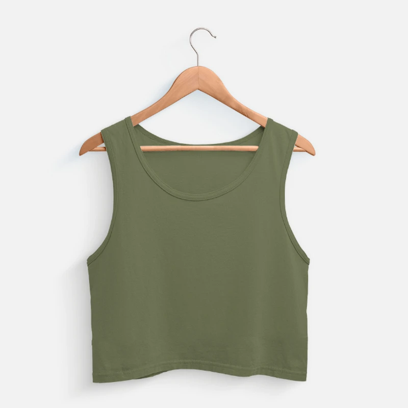 Olive Green Plain Women Crop Tank