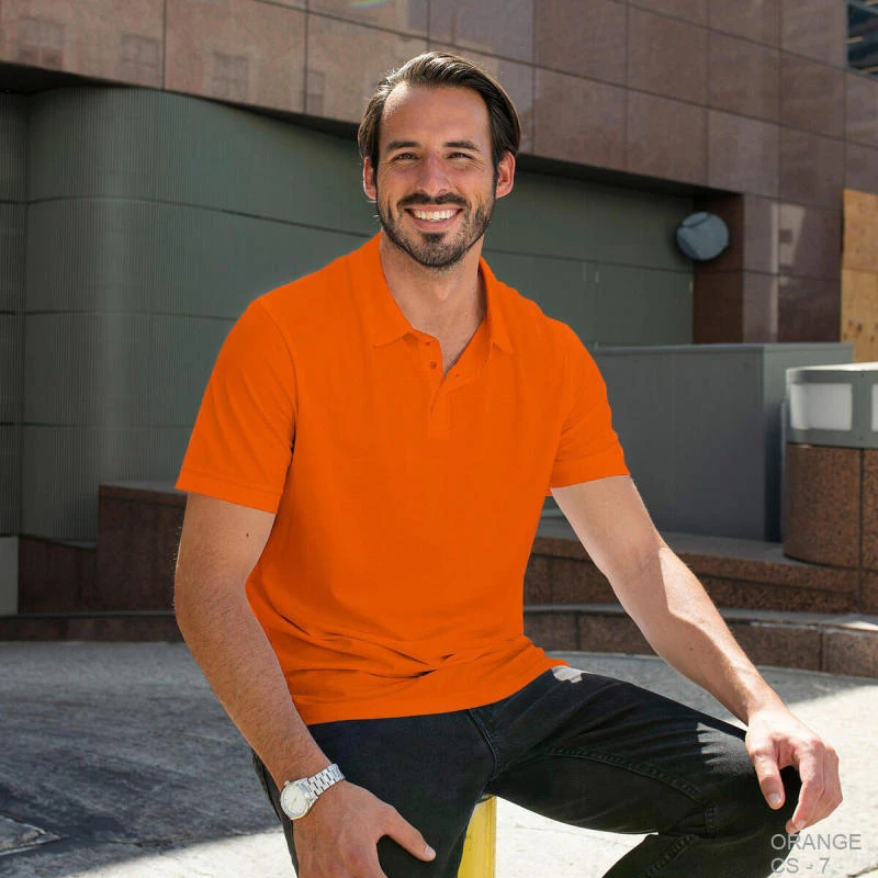 Orange Plain Collar Polo T-shirt - 100% Cotton Unisex - 230 GSM