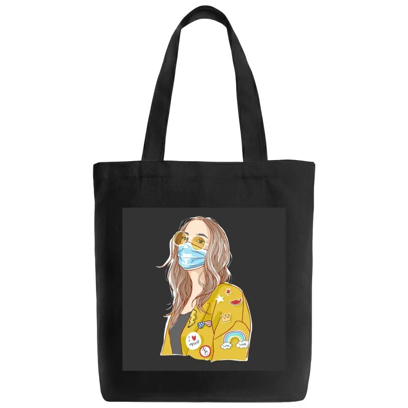 Pandemic Masked Girl Tote Bag