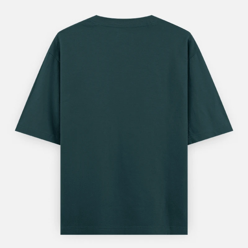 Petrol Blue Plain Oversized Round Neck T-Shirt product image