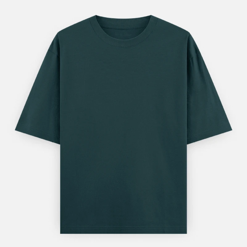 Petrol Blue Plain Oversized Round Neck T-Shirt - 240 GSM Unisex