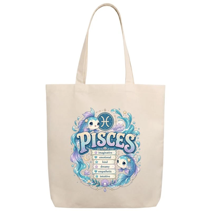Pisces Anime Zodiac Sign Tote Bag