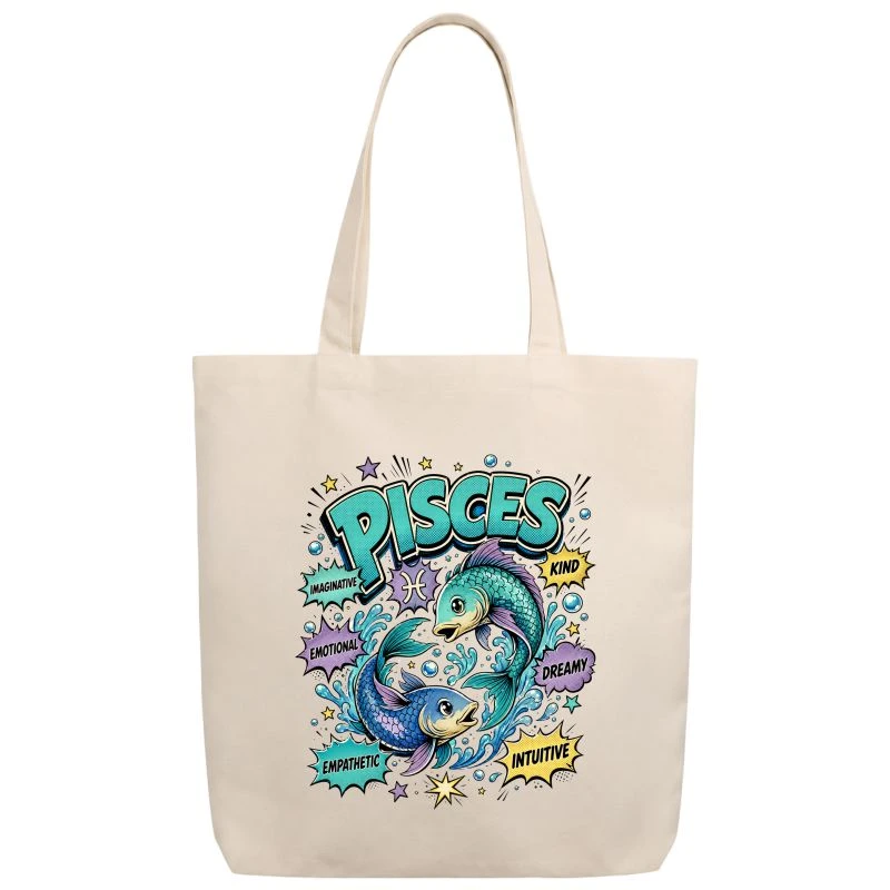 Pisces Comic Zodiac Sign Tote Bag