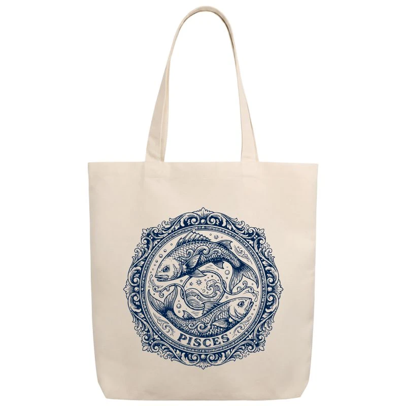 Pisces Vintage Zodiac Sign Tote Bag