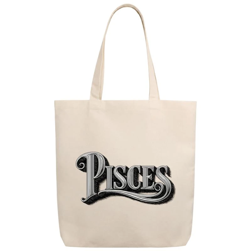 Pisces Word Art Zodiac Sign Tote Bag