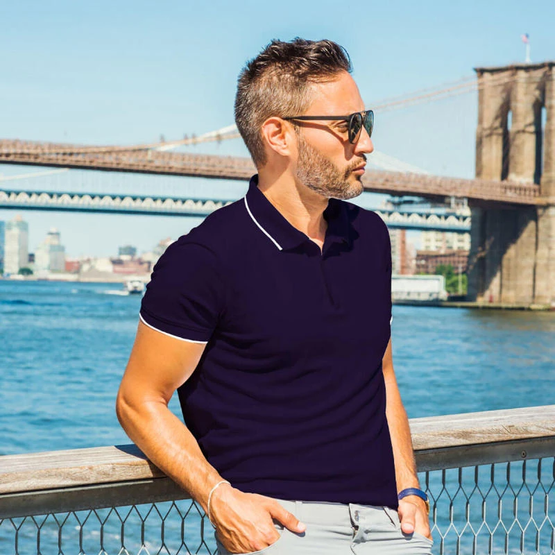 Purple With White Plain Tipping Collar Polo T-shirt - 100% Cotton Unisex - 230 GSM product image
