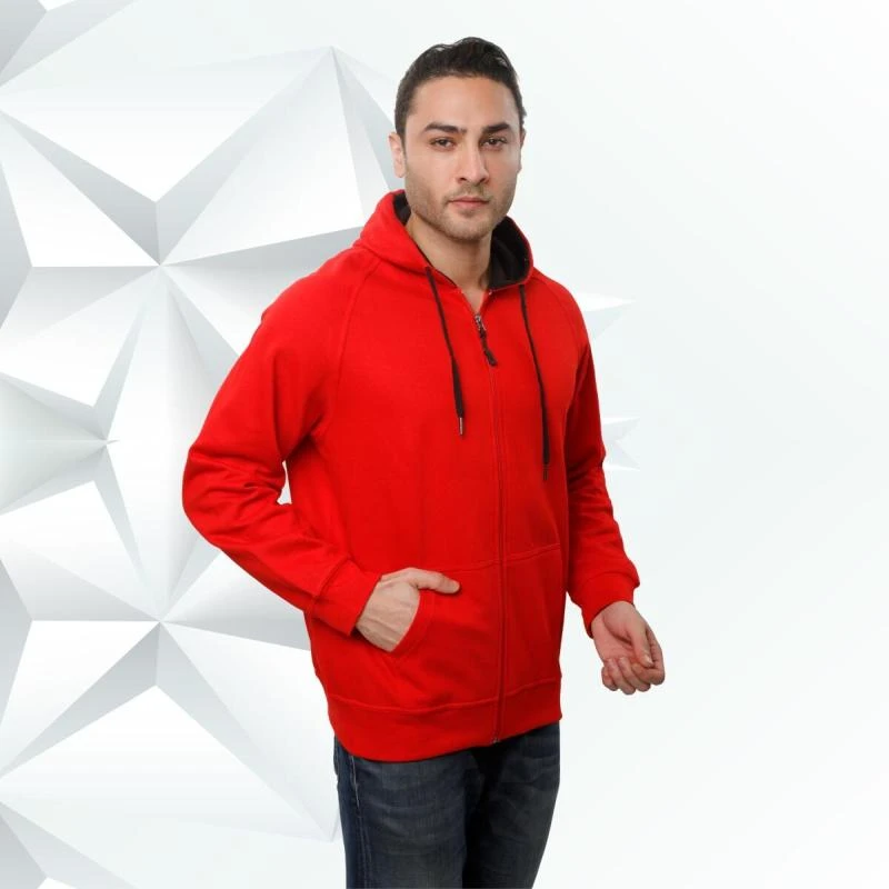 Red And Black Plain Zip Hoodie product image
