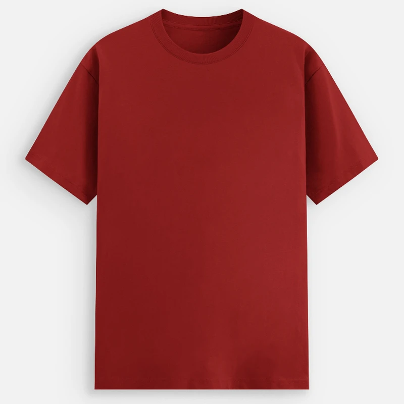 Red Plain Cotton Stretch Round Neck T-shirt - 240 GSM Unisex Regular Fit