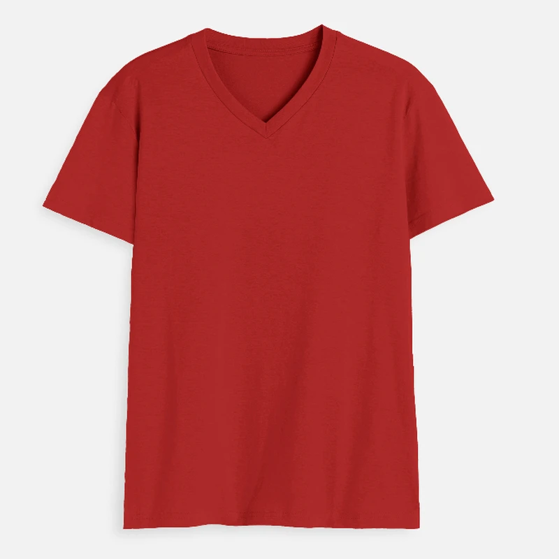 Red Plain V Neck T-shirt