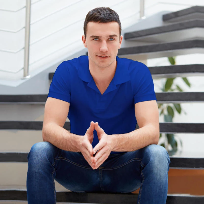 Royal Blue Plain Collar Polo T-shirt - 100% Cotton Unisex - 260 GSM product image