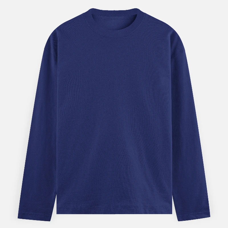 Royal Blue Plain Full Sleeve Round Neck T-shirt