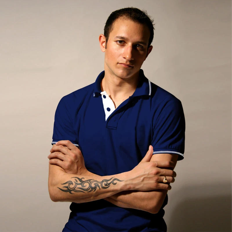 Royal Blue With White Plain Tipping Collar Polo T-shirt - 100% Cotton Unisex - 260 GSM product image
