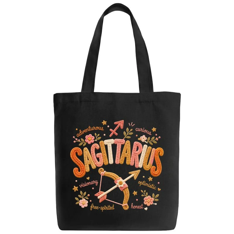 Sagittarius Crochet Zodiac Sign Tote Bag