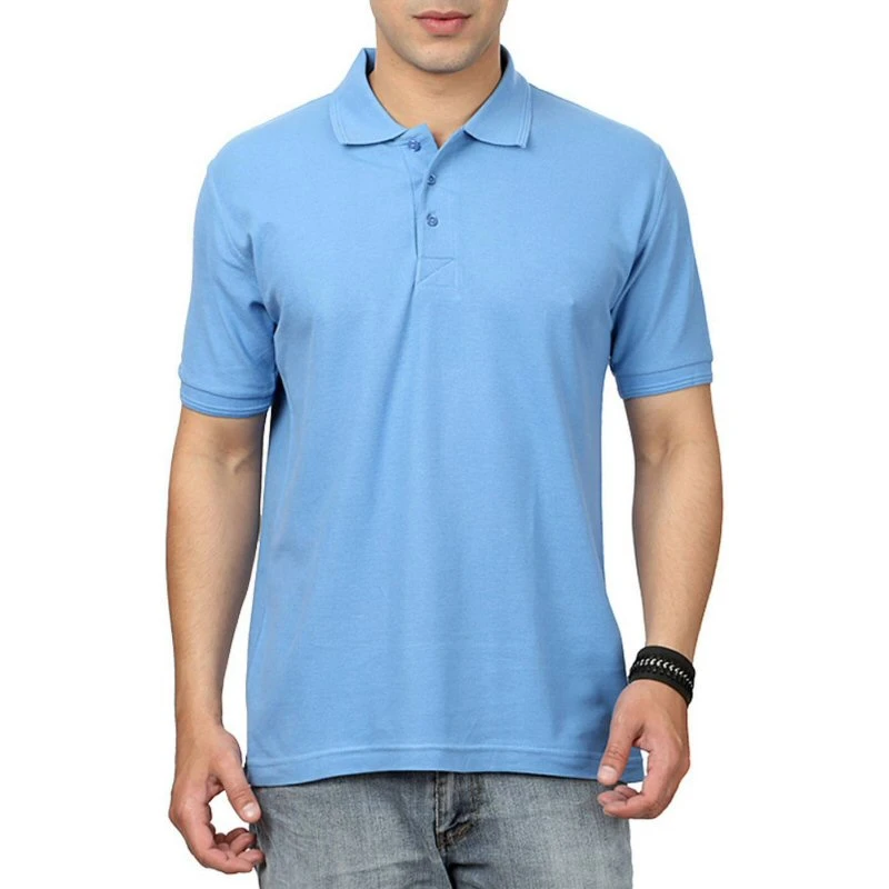 Sky Blue Plain Collar Polo T-shirt - 100% Cotton Unisex - 200 GSM