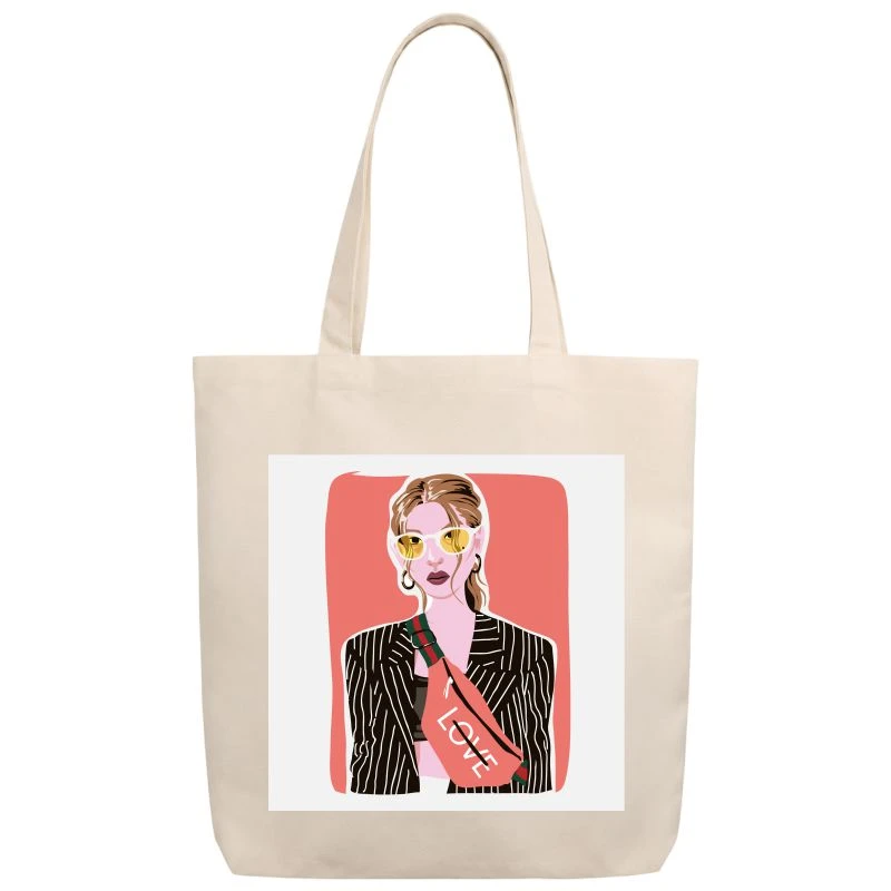 Striped Coat Girl Tote Bag