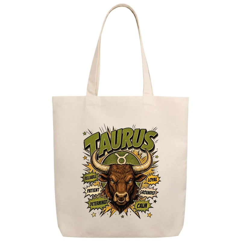 Taurus Comic Zodiac Sign Tote Bag product image
