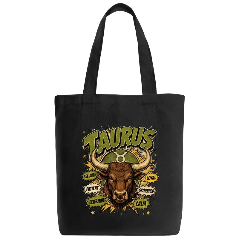 Taurus Comic Zodiac Sign Tote Bag