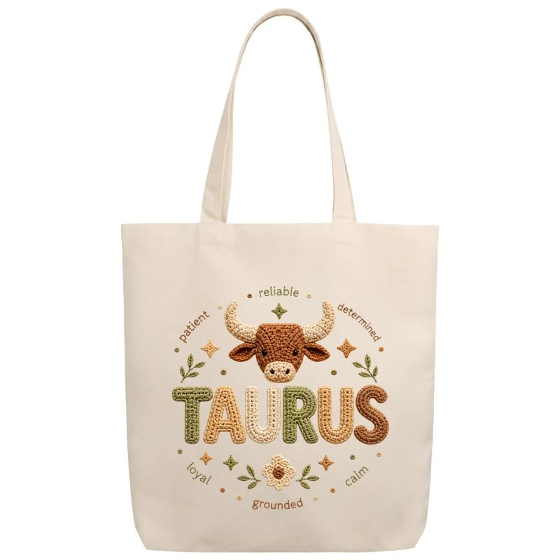 Taurus Crochet Zodiac Sign Tote Bag product image