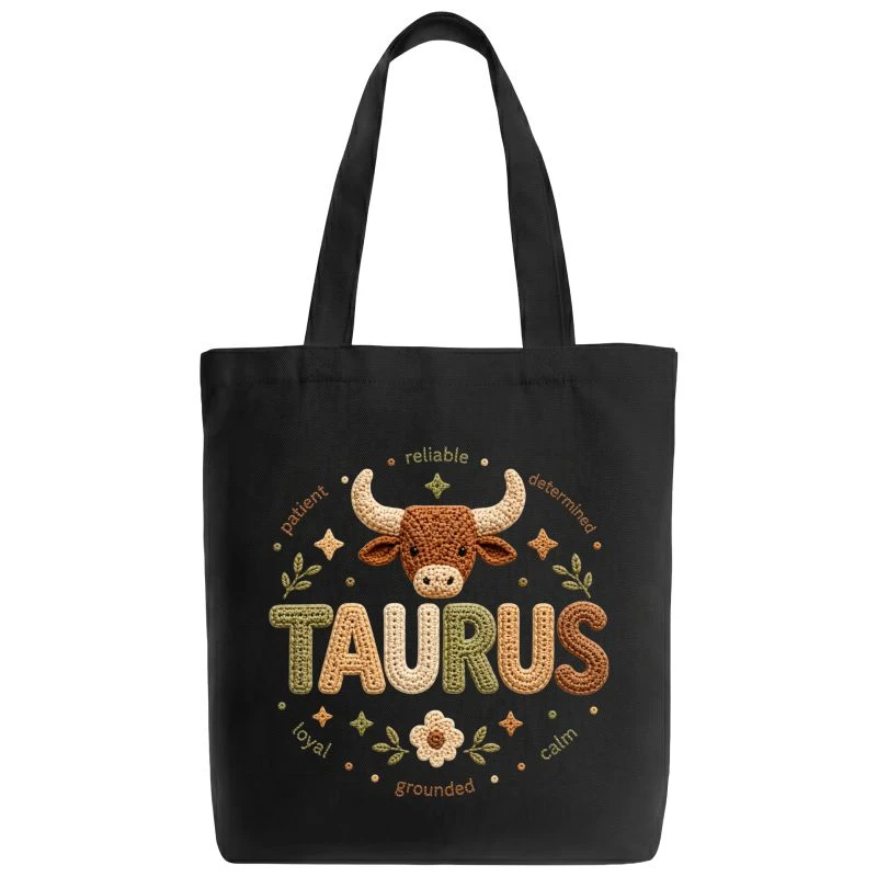 Taurus Crochet Zodiac Sign Tote Bag