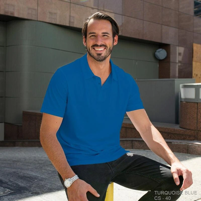 Turquoise Blue Plain Collar Polo T-shirt - 100% Cotton Unisex - 230 GSM