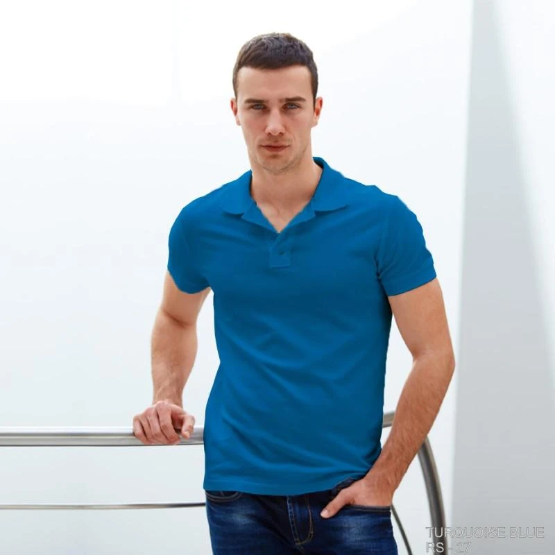 Turquoise Blue Plain Collar Polo T-shirt - 100% Cotton Unisex - 260 GSM