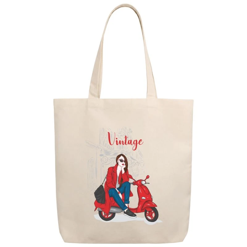 Vintage Scooter Girl Tote Bag