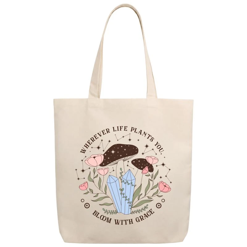 Wherever Life Plants You Bloom With Grace Tote Bag product image