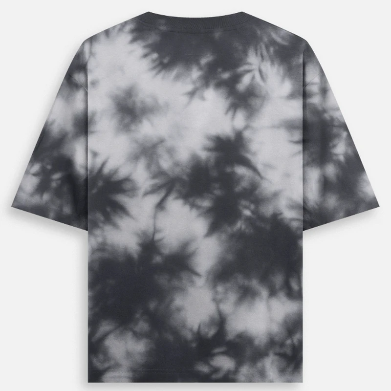 White Black Plain Tie Dye Oversized Round Neck T-Shirt product image