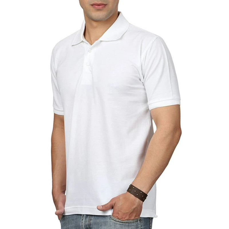 White Plain Collar Polo T-shirt - 100% Cotton Unisex - 200 GSM product image