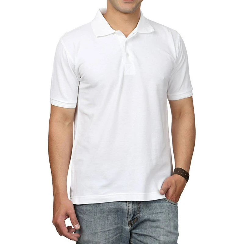 White Plain Collar Polo T-shirt - 100% Cotton Unisex - 240 GSM