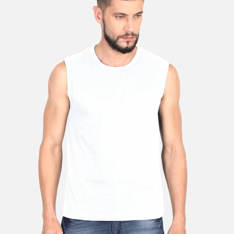 White Plain Sleeveless T-shirt