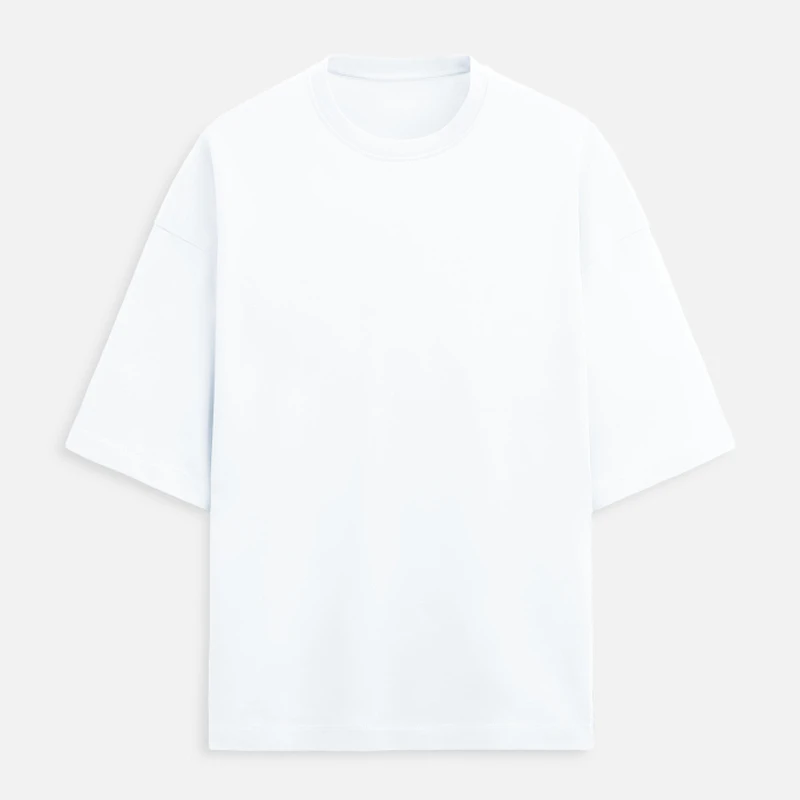 White Plain Terry Boxy Oversized Round Neck T-Shirt - 260 GSM Unisex