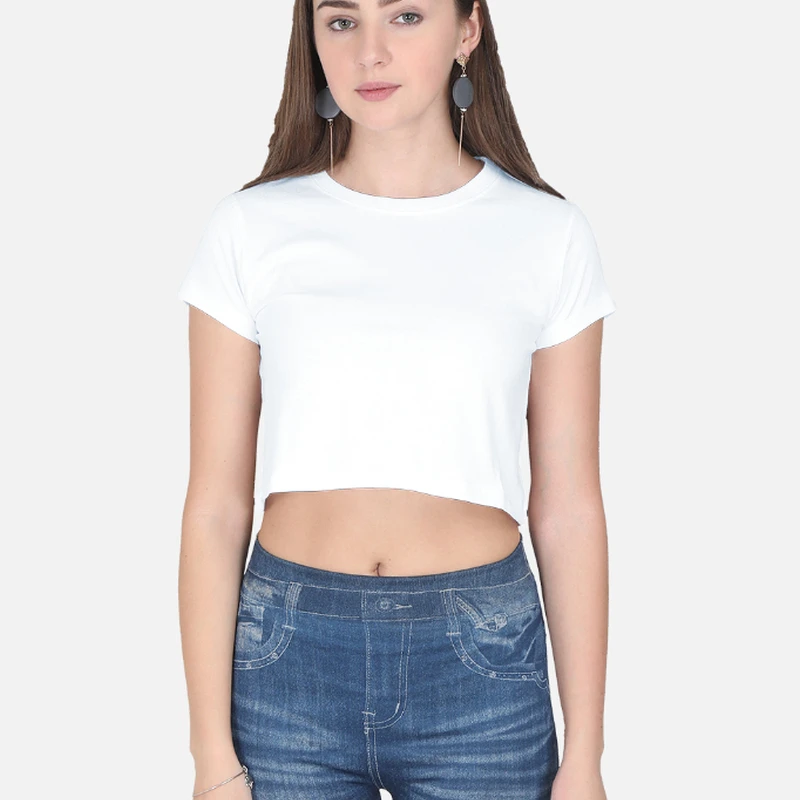 White Plain Women Crop Top