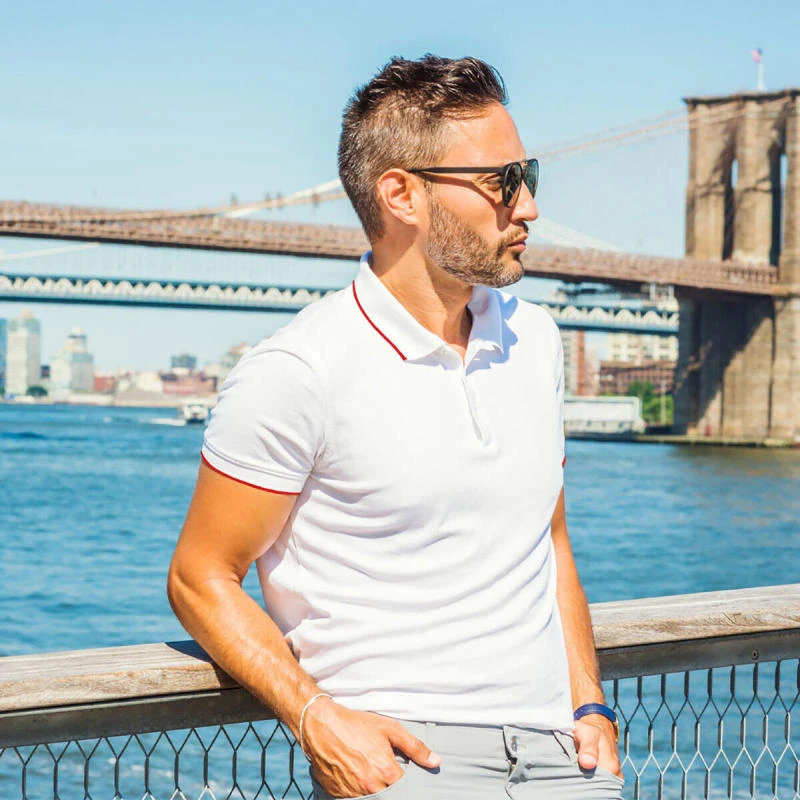 White With Red Plain Tipping Collar Polo T-shirt - 100% Cotton Unisex - 230 GSM product image
